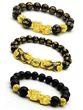 Obsidian Bead Bracelet Pixiu Feng Shui Lucky Wealth Protection Bracelet